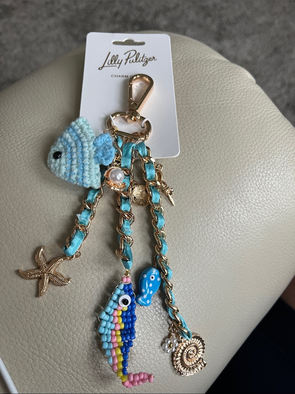 Lilly Pulitzer sea life charm chain. Bag tag or key ring. Cute. - Picture 2 of 5